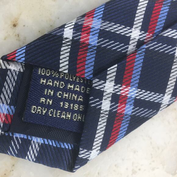 US POLO ASSOCIATION NAVY RED WHITE & BLUE PLAID NECKTIE - Picture 5 of 12